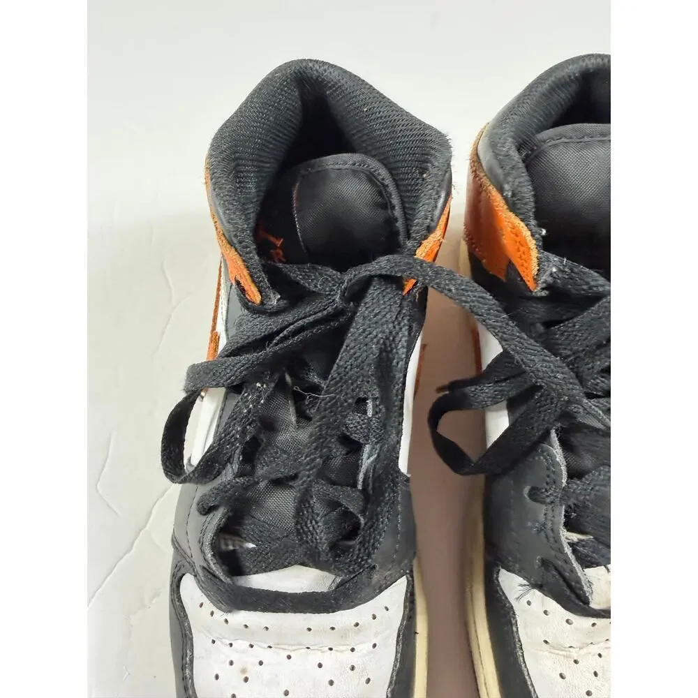 Nike Air Jordan 1 Mid SE Black White Orange High Top Sneakers Size 5 youth